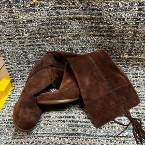 Knee high - wide calf - stacked leather heel - zip up